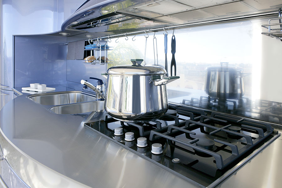 Stainless steel kitchen worktop