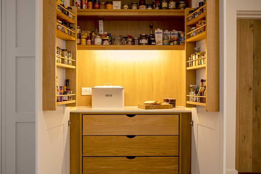 A handmade kitchen with integrated storage